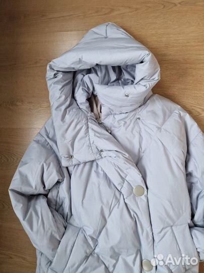 Пуховик серый зимний женский 46