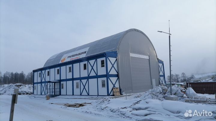 Модульное здание с тентовой крышей 12х12м, два ряд