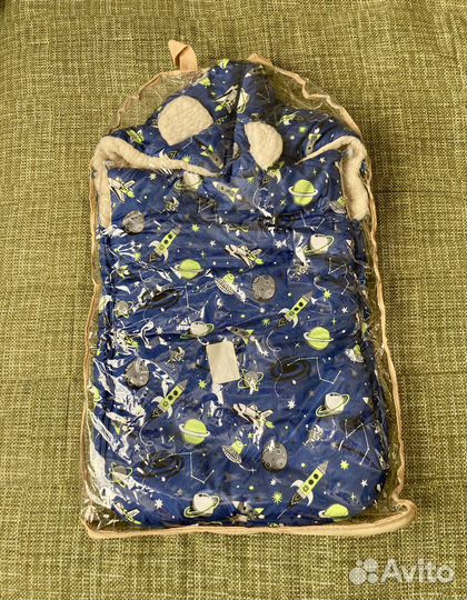 Конверт зимний на овчине натуральный в коляску