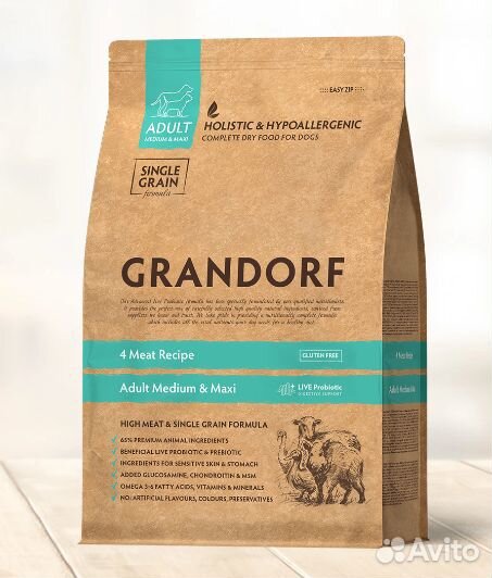 Грандорф Grandorf Adult Мedium 4 вида мяса 10кг