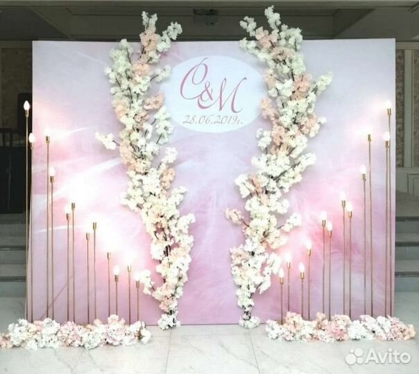 Свадебная фотозона со свечами/Фотозона с цветами