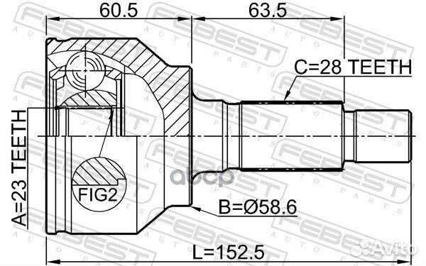 Шрус наружный 23x58.6x28 mazda 3 BL 2008-2011 F