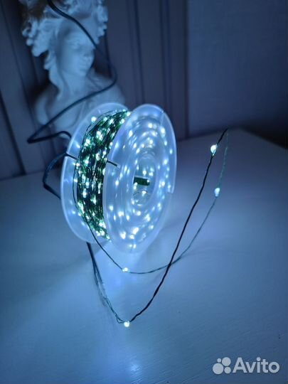 Гирлянда роса 100 метров на зеленом проводе