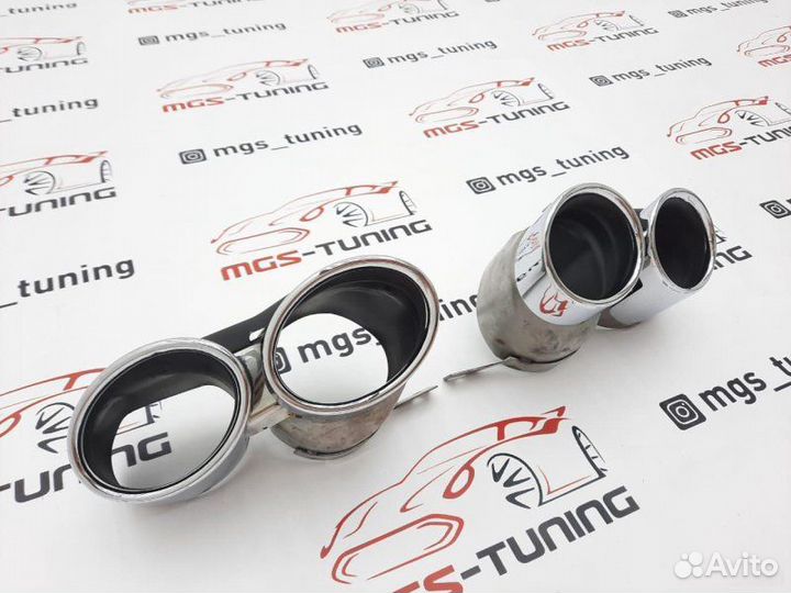 Насадки на выхлоп Audi Q8 двойные хром Стиль SQ8