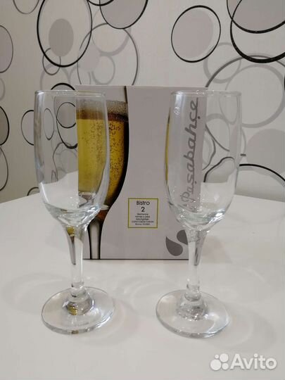 Набор бокалов для шампанского 2 шт новый