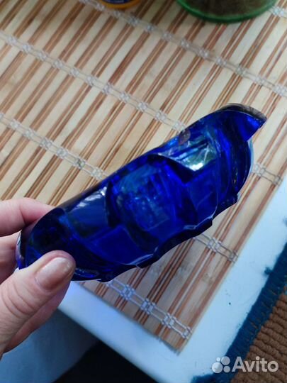 Пепельница СССР синее стекло