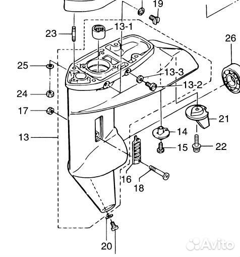 Корпус редуктора Tohatsu (Тохатсу) 9.8 л.с 2 такта
