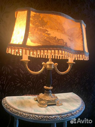 Антикварная настольная лампа, бронза. Франция