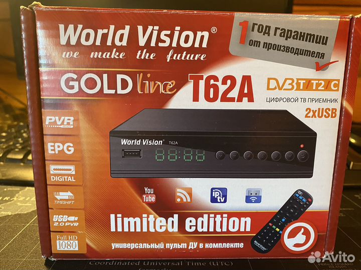 TV тюнер Wold Vision T62A +антенна Locus