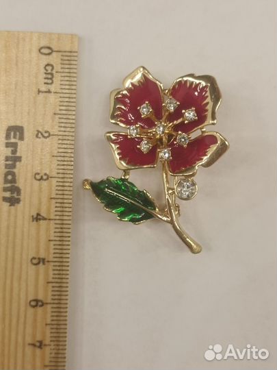 Брошь эмаль мак лилия винтаж