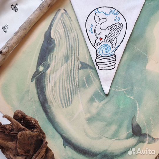 Гирлянда растяжка из тканевых флажков ручная работ