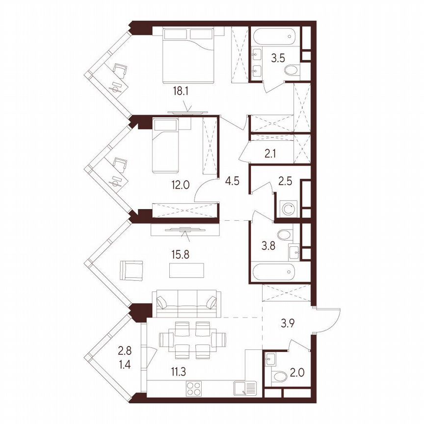 3-к. квартира, 79,5 м², 28/28 эт.