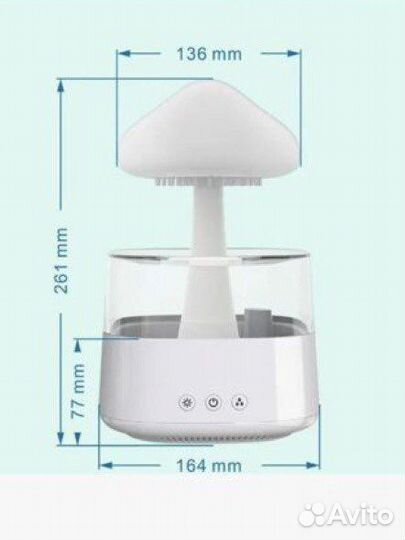 Увлажнитель Гриб Аромадиффузор Ночник 3 в 1