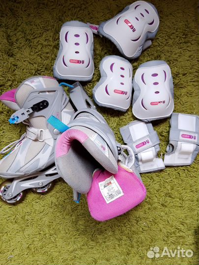 Роликовые коньки и защита для девочки 35-36 размер