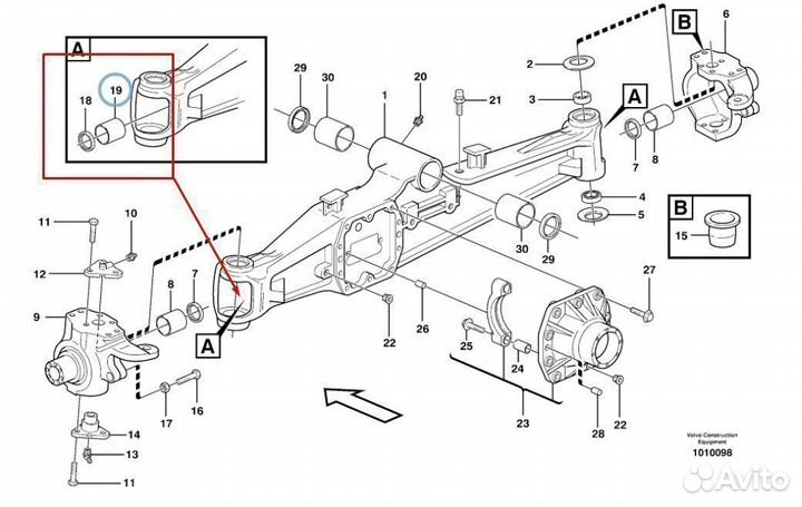 9968019 Втулка полуоси для экскаватора погрузчика