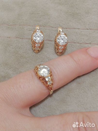 Серьги и кольцо 585пр