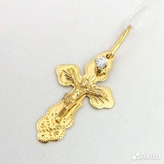 Крест / 1,41г / Золото585 / фианиты круглые