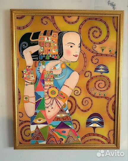 Батик, картина, роспись по ткани, климт