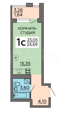Квартира-студия, 24,7 м², 9/18 эт.