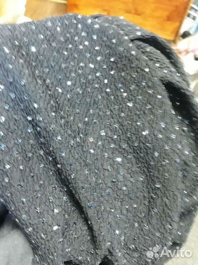 Ткань трикотаж темно-синий с блёстками