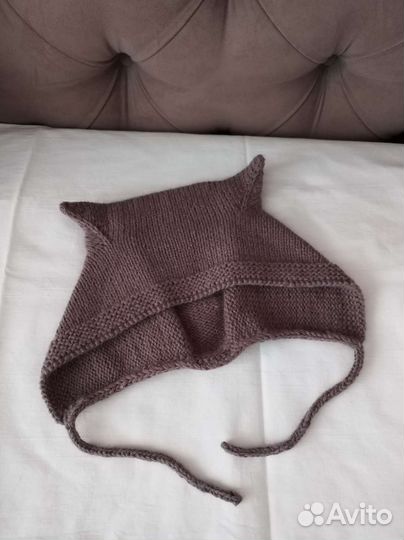 Шапка чепчик детский с ушками из пуха норки