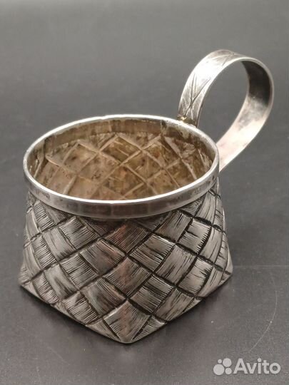 Антикварная серебряная чарка 84 проба, лыко