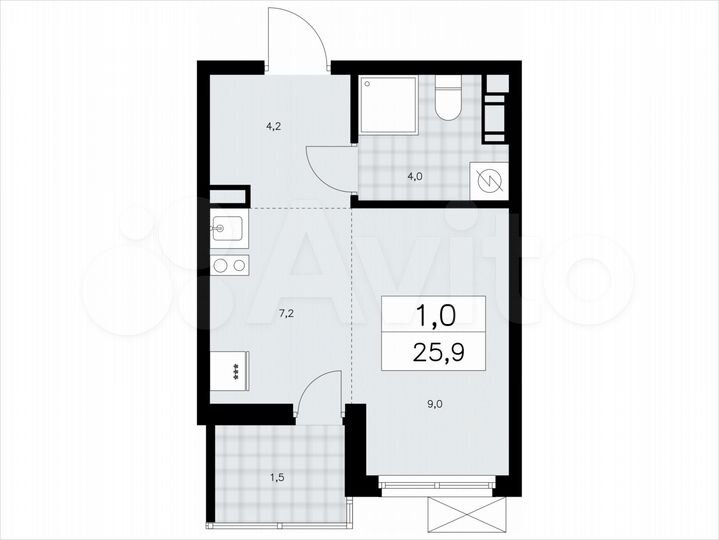 Квартира-студия, 25,9 м², 10/11 эт.