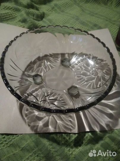 Фруктовница СССР на 3 ножках тяж стекло чертополох