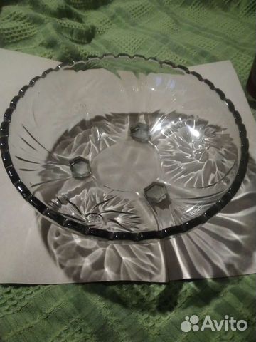 Фруктовница СССР на 3 ножках тяж стекло чертополох
