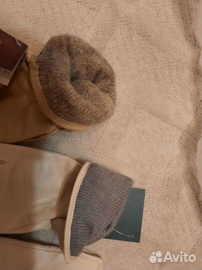 Перчатки натуральная кожа, бежевые и белые