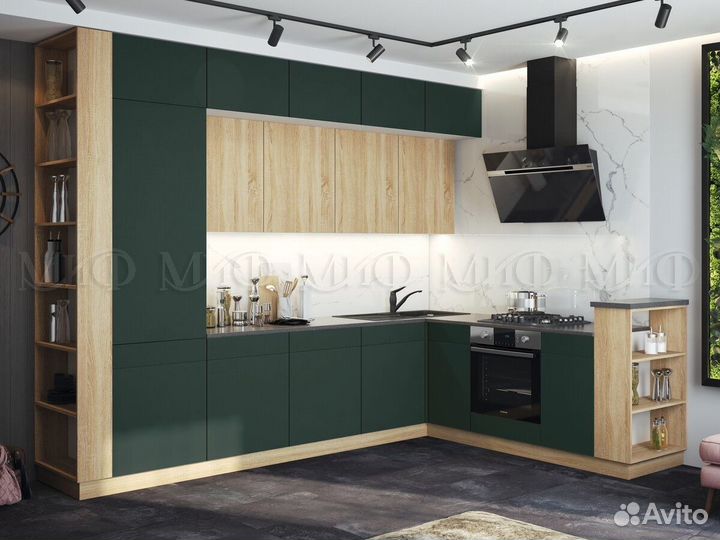 Кухни в потолок без ручек