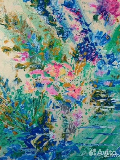 Картина 40/50 Цветы у реки Абстракция