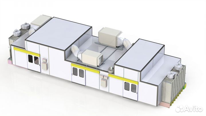 Окрасочная кабина / камера с гидрофильтром