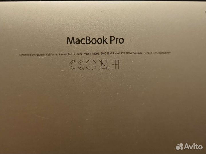 2.5GHz, 16Gb, 512SSD, MacBook Pro 15, mid 2015
