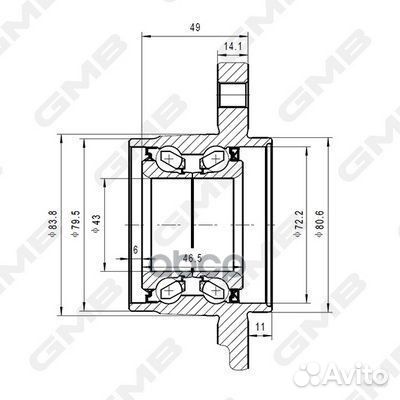 Ступица RR (без ABS) GH22810 GMB