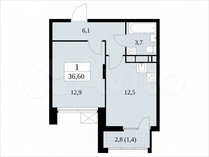 1-к. квартира, 36,6 м², 12/17 эт.