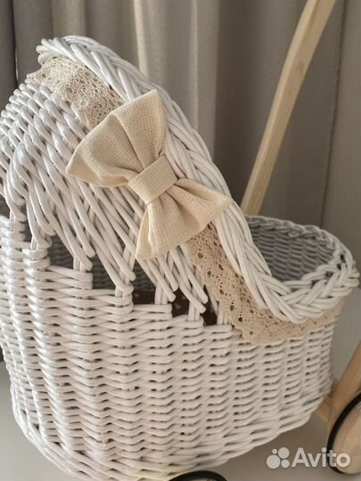 Плетеная коляска для кукол, плетеная люлька