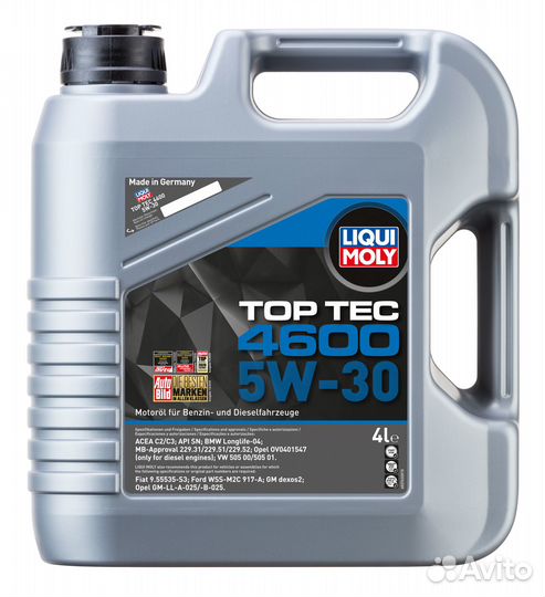 Масло моторное 5W30 liqui moly 4л нс-синтетика Top