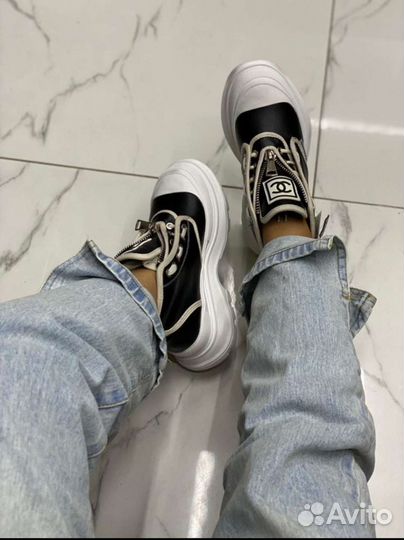 Зимние ботинки кеды Shanel из натуральной кожи 37