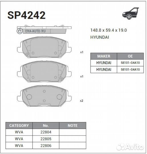 Sangsin brake SP4242 Колодки тормозные hyundai i30