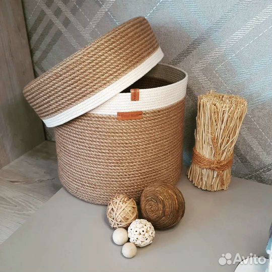 Корзины из джута, хлопкового шнура