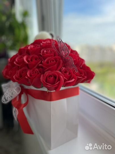 Букет роз 55 Мыльные розы Подарок