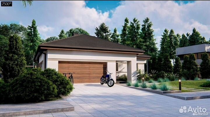 Проект блочного дома с гаражом 170м2. Микеа