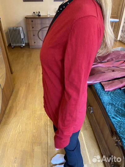 Красный кардиган шерсть 100%
