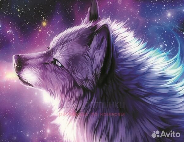 Алмазная мозаика 40x50 Ночной волк
