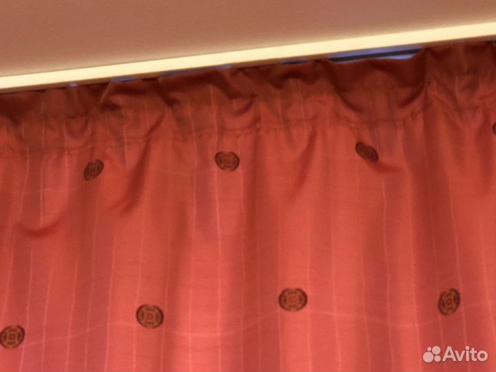 Шторы комплект, атласные красные 130 на 250