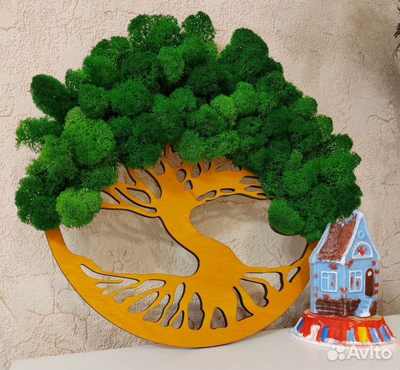 Панно дерево жизни. Мох стабилизированный