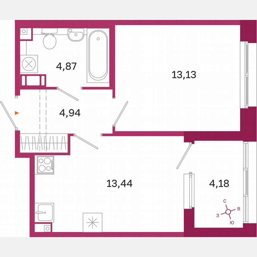 1-к. квартира, 38,5 м², 6/10 эт.
