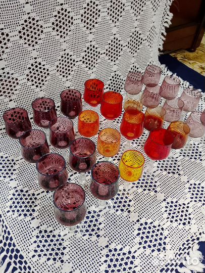 Бокалы Красный Май цветное стекло СССР
