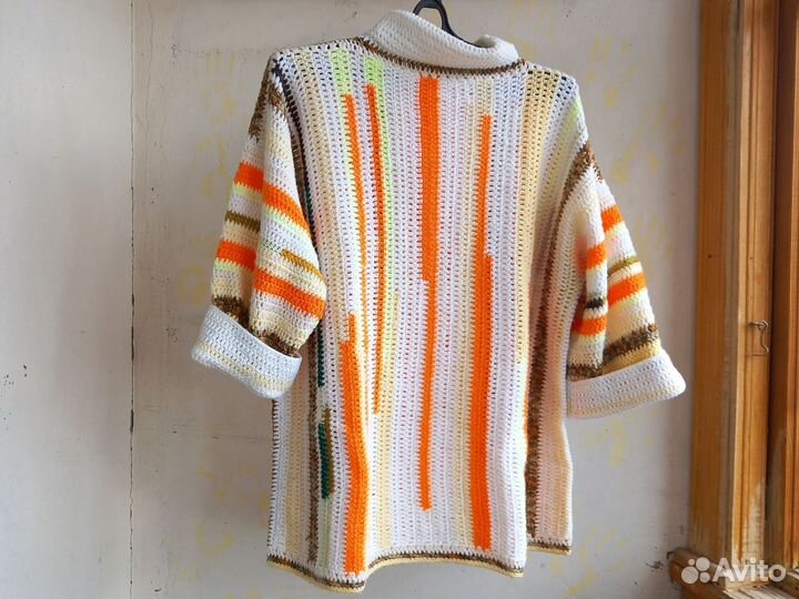 Авторский свитер-пончо Яркие полоски